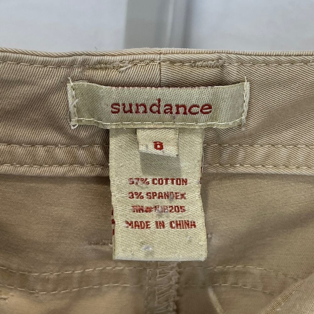 SUNDANCE Slim Ankle Cargo Pants Zip Fly Flat Front Pockets Tan Size 8 - Picture 3 of 9